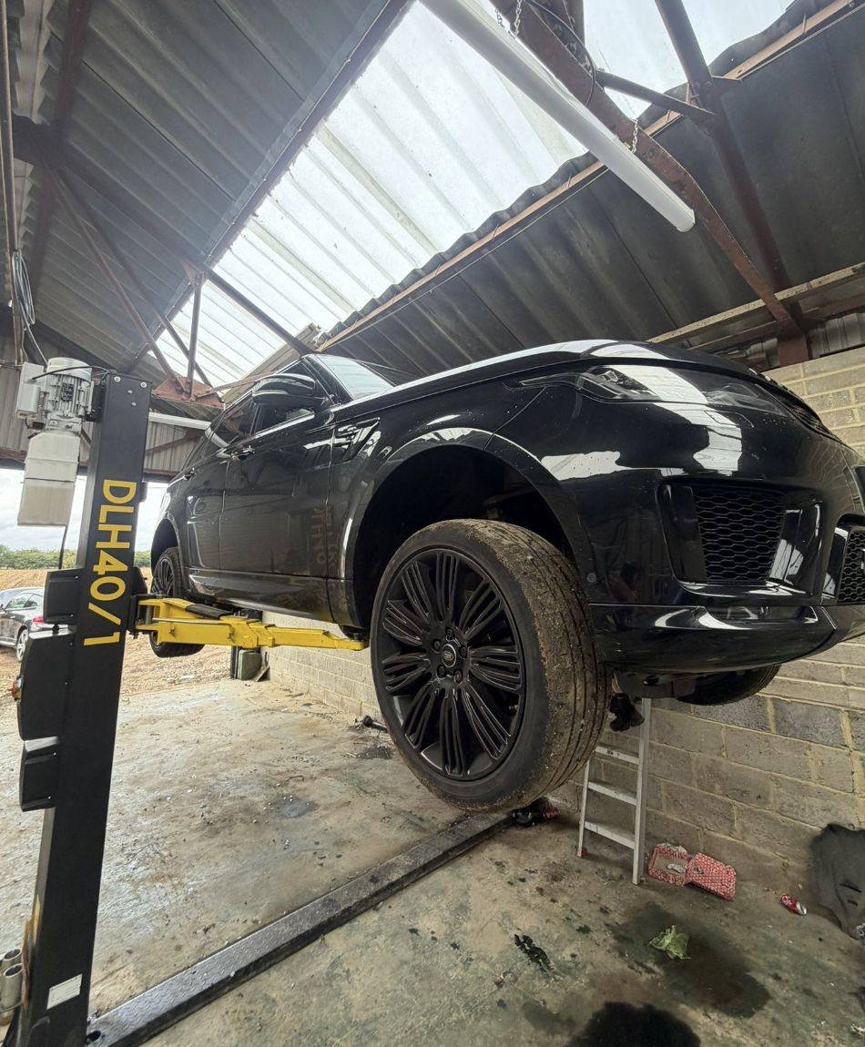 Vehicle raised on the ramp for brake and suspension work in Kent